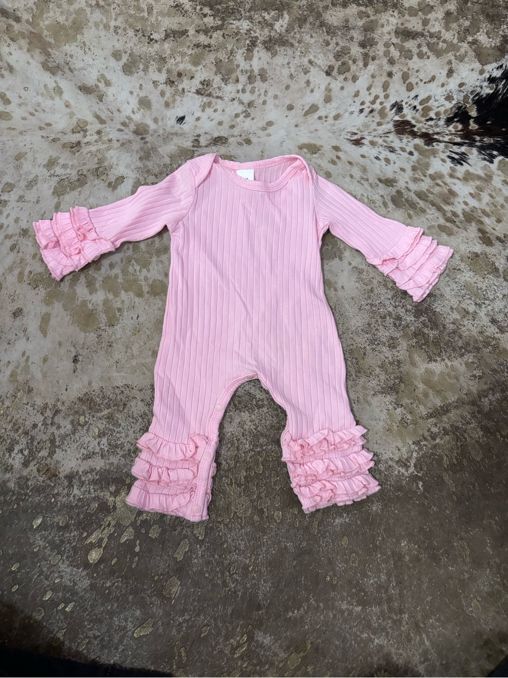 Pink Ruffled Baby Ribbed Romper